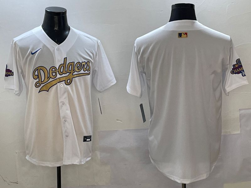 Men Los Angeles Dodgers Blank White Champion gold character 2025 Nike MLB Jersey style 1->los angeles dodgers->MLB Jersey